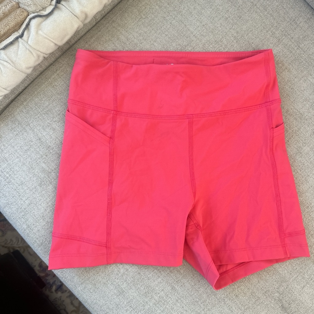 Outdoor Voices Hot Pink Bike Shorts with Side Pockets